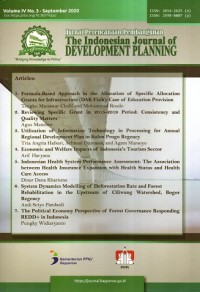 Jurnal Perencanaan Pembangunan : The Indonesian Journal of Development Planning ; Vol. IV No. 03 September 2020