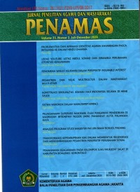 Jurnal Penelitian Agama dan Masyarakat PENAMAS ; Vol. 33 No. 2 Juli-Desember 2020