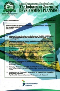 Jurnal Perencanaan Pembangunan : The Indonesian Journal of Development Planning Vol. III No. 3 December 2019