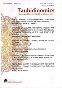 Tauhidinomics (Journal of Islamic Banking & Economics) Vol. 1 No. 1 Mei 2015