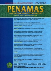 Jurnal Penelitian Agama dan Masyarakat PENAMAS : Vol. 29 No. 3 Oktober-Desember 2016