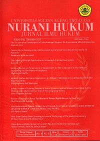 Nurani Hukum Jurnal Ilmu Hukum Jurnal Fakultas Hukum Universitas Sultan Ageng Tirtayasa Vol. 4 No. 2 Desember 2021