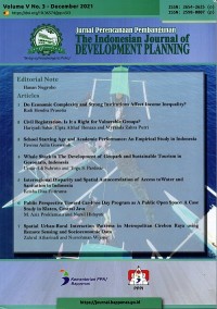 Jurnal Perencanaan Pembangunan : The Indonesian Journal of Development Planning Vol. V No. 3 December 2021